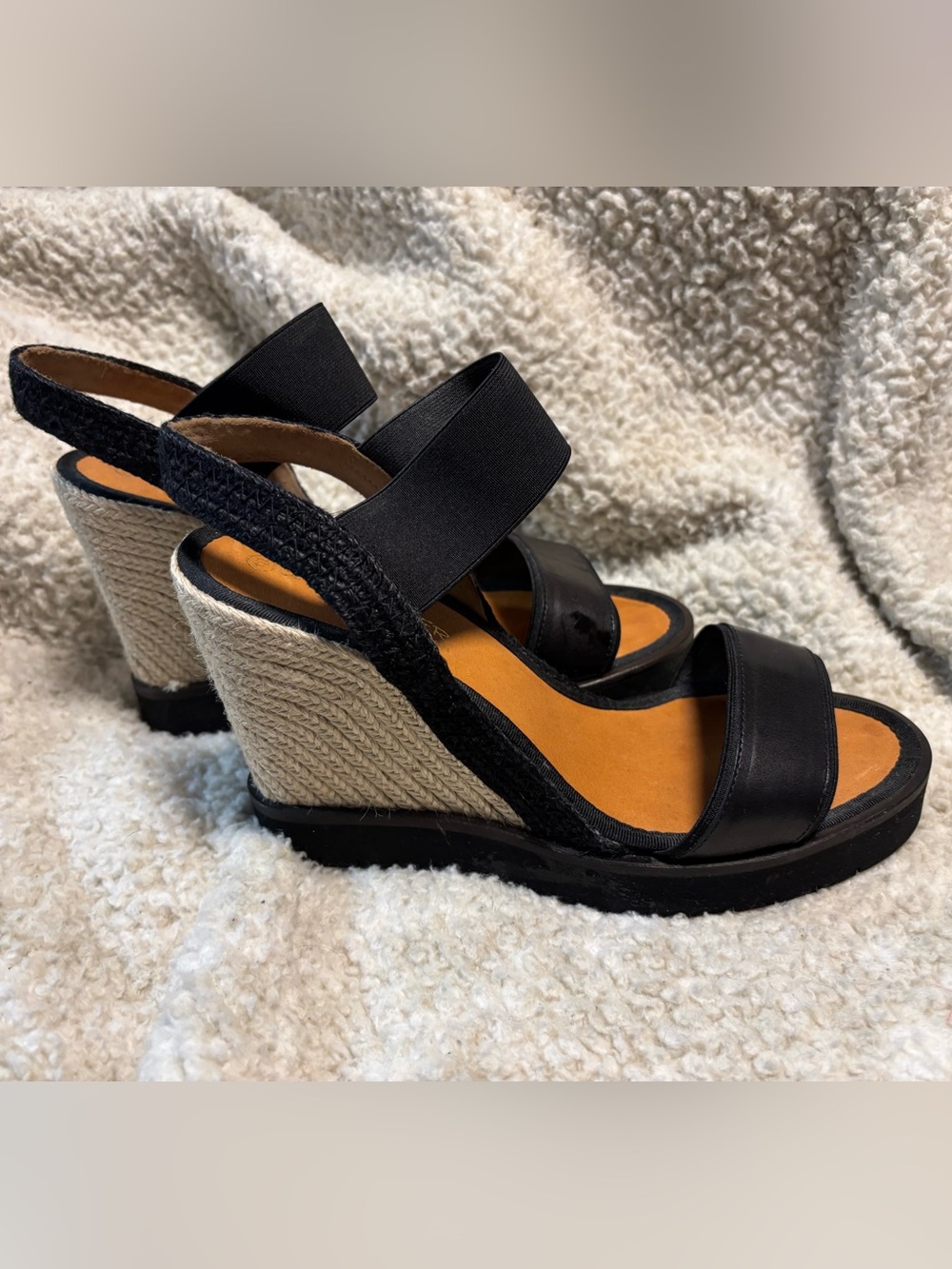 Casteller Black Espadrille Wedge HANDMADE IN SPAIN Sz 10 NEW
